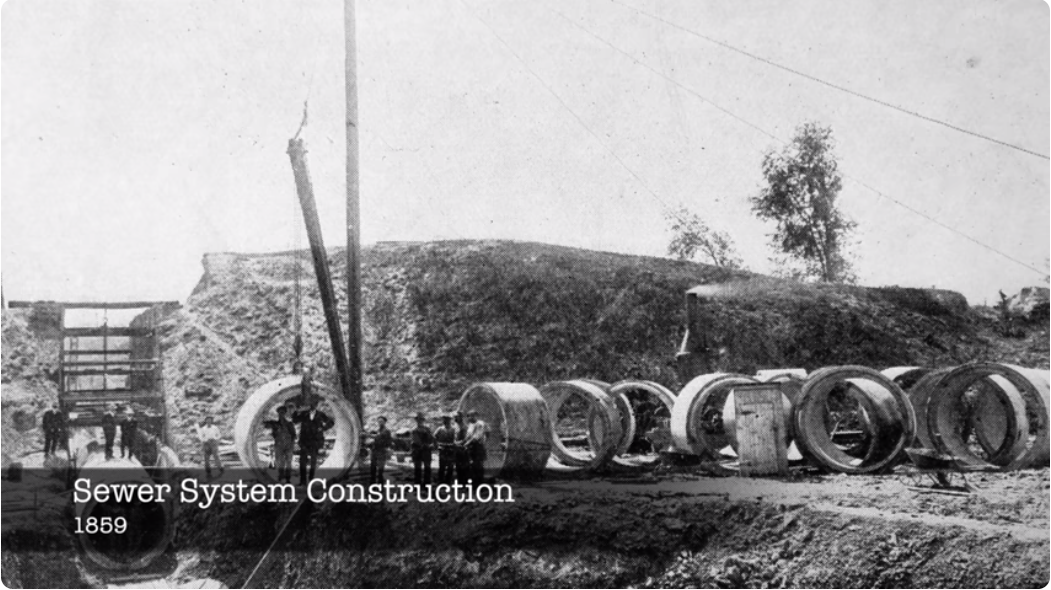 1859, men building the first sewer system in Hamilton