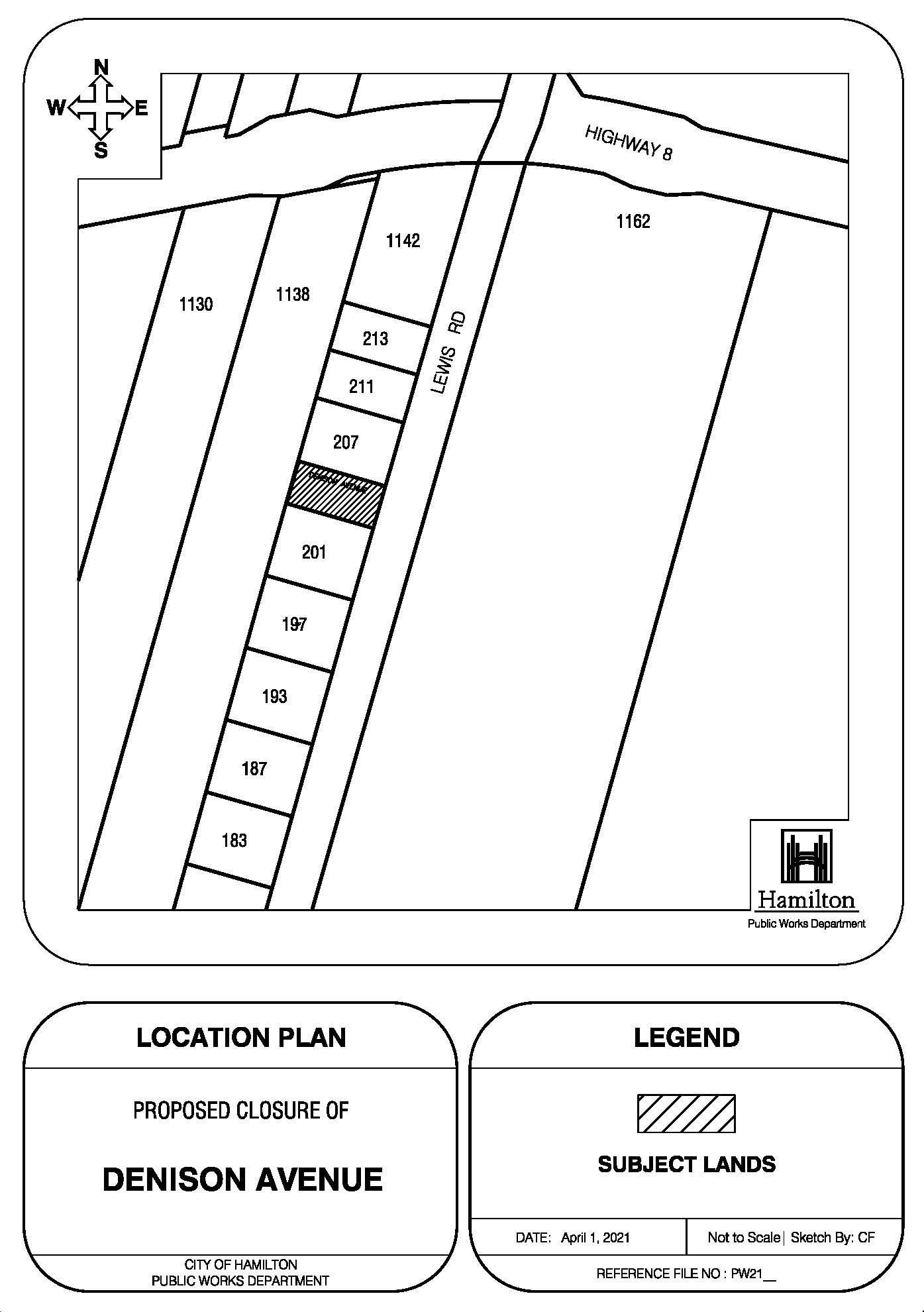 Map of proposed alley closure of Denison Avenue