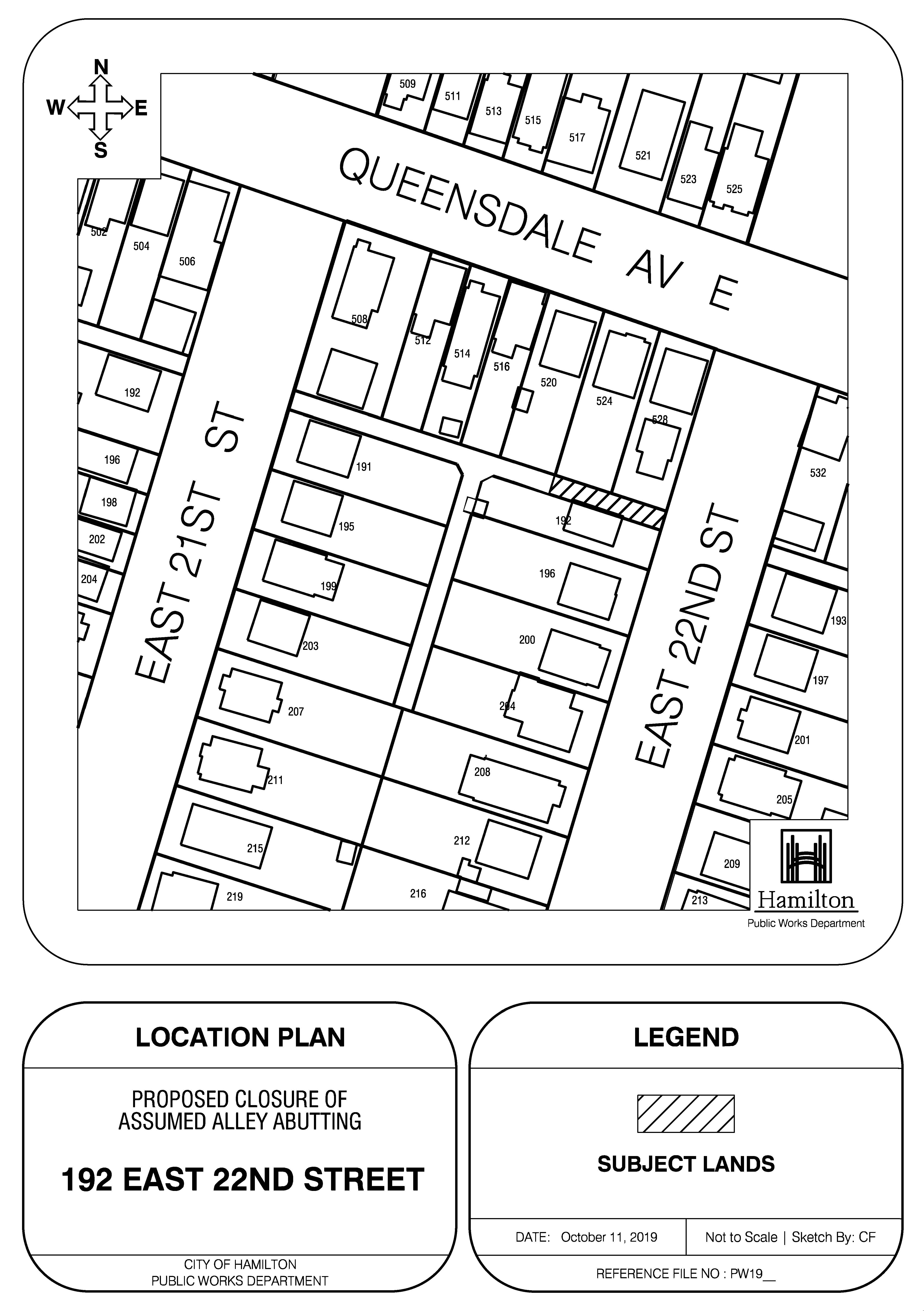 Map of alley closure East 22d Street