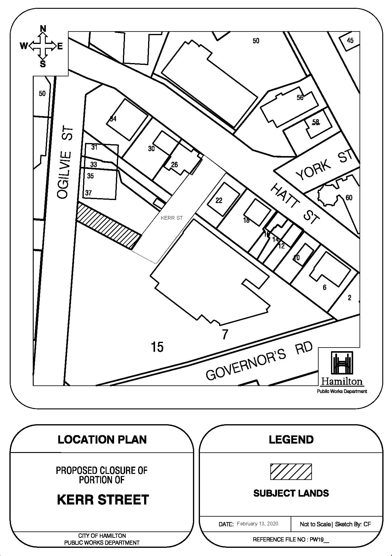 Map of proposed closure of portion of Kerr Street