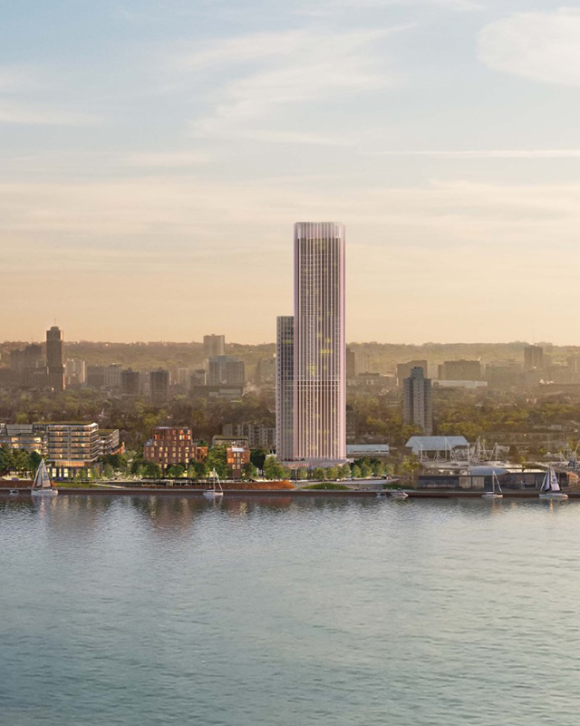 Pier 8 Block 16 Rendering showing 45 Storey Building