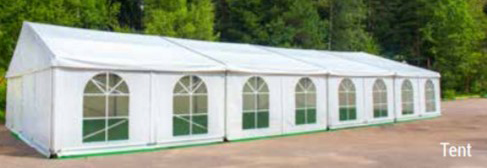 Example of large outdoor tent made of canvas or nylon for temporary use