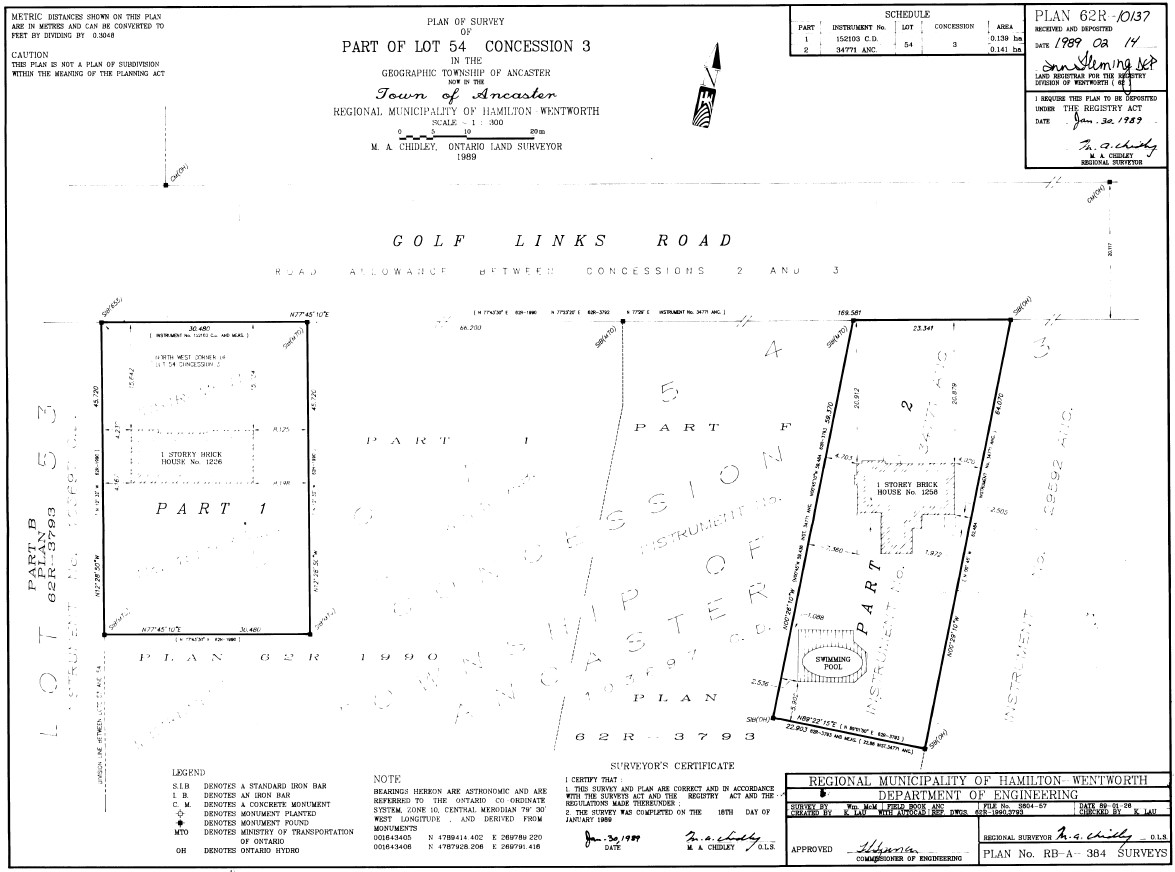 Registered Plan for 1226 Old Golf Links Road, Ancaster