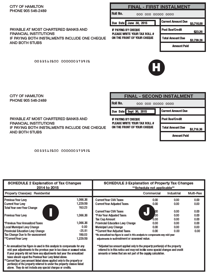 Image depicting a City of Hamilton tax bill - second page