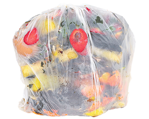 green waste bag with food scraps