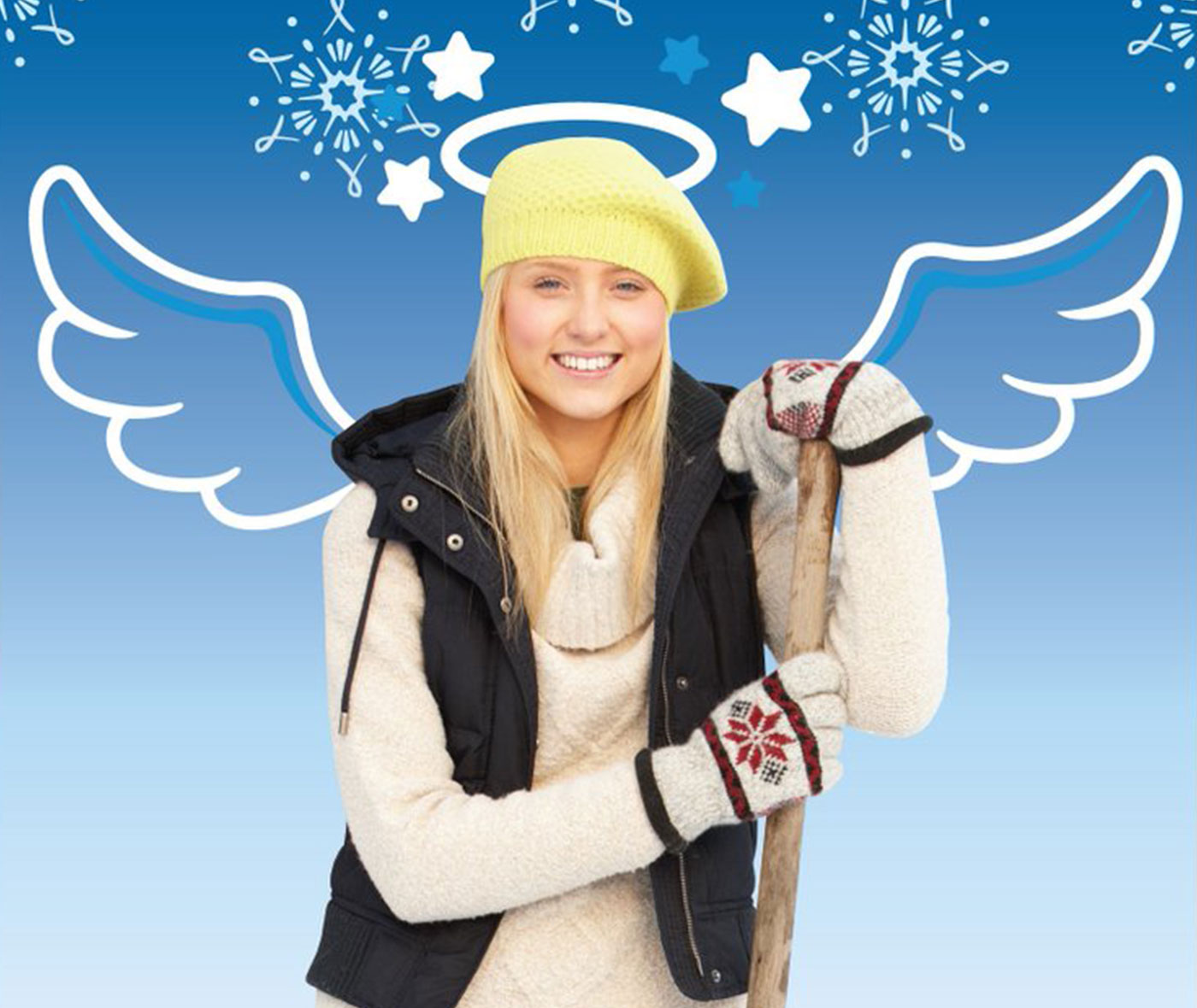 Teenage Girl Clearing Snow From Drive