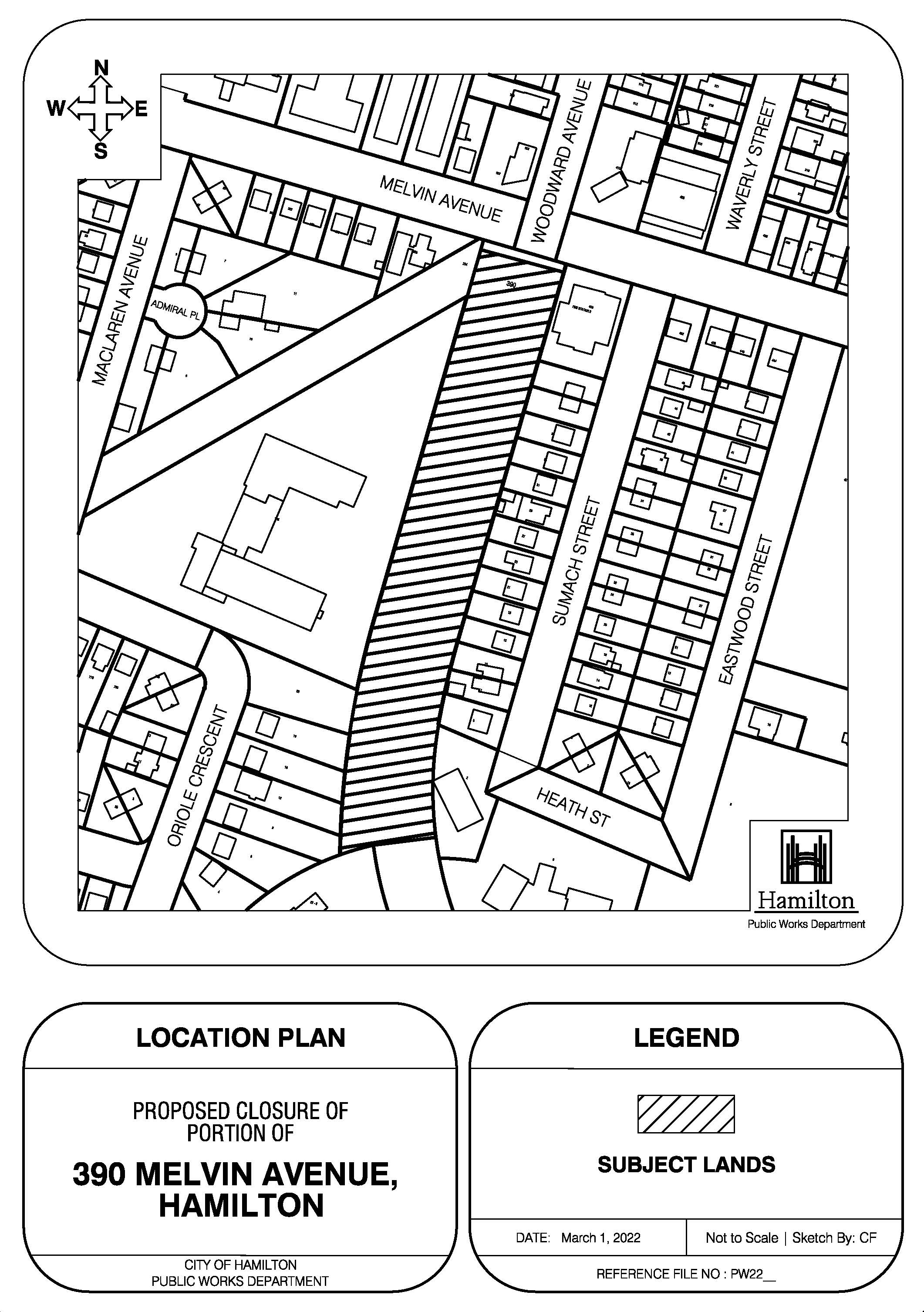 Map of closure for Melvin Avenue