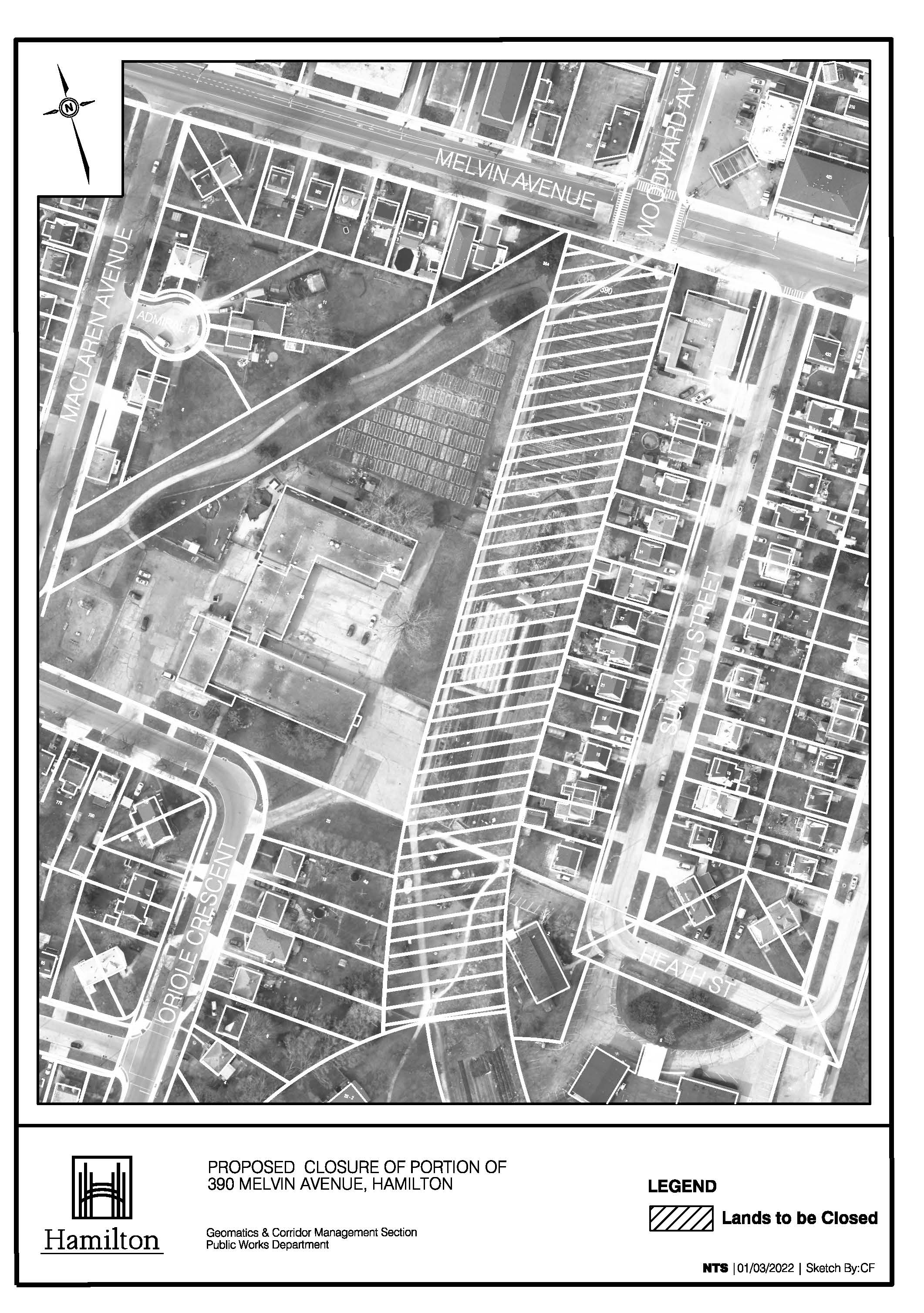 Aerial photo of closure of Melville Avenue