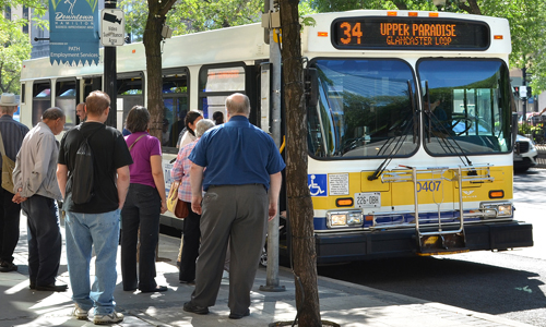 People boarding an HSR bus