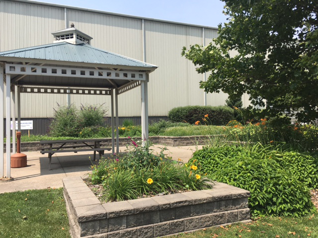 Pollinator Garden view with gazebo