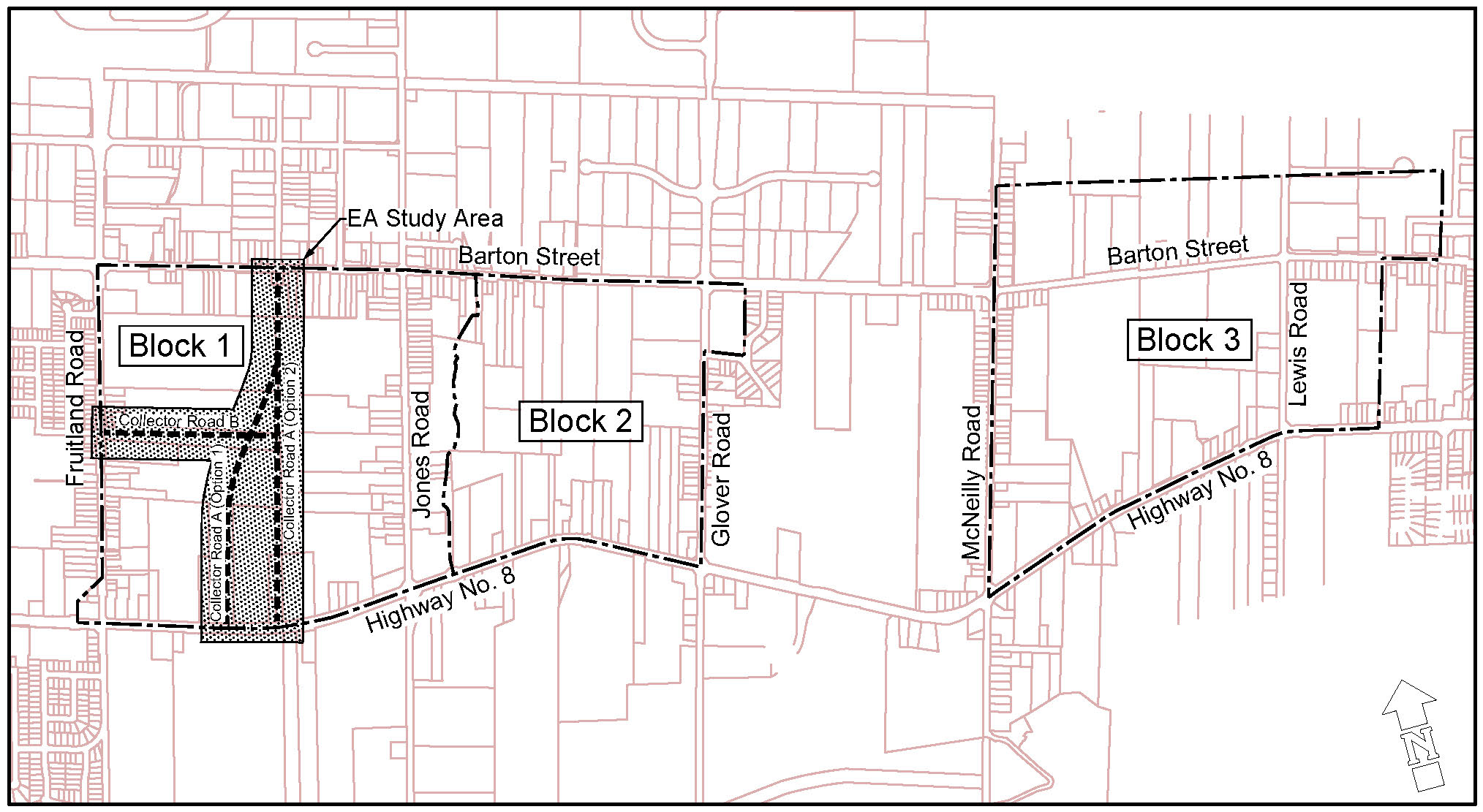 Study Area Map of  Block, 1 & 3 in Stoney Creek