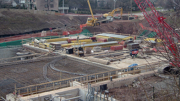 Aerial view of Royal Ave CSO construction