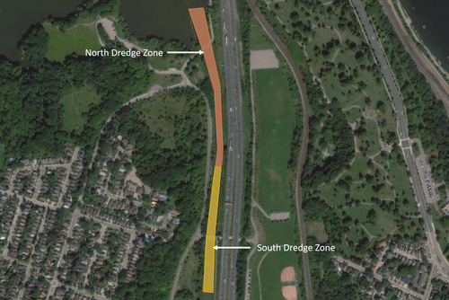 Aerial view of Chedoke dredge zones