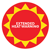 Extended Heat Warning icon - red and yellow sun