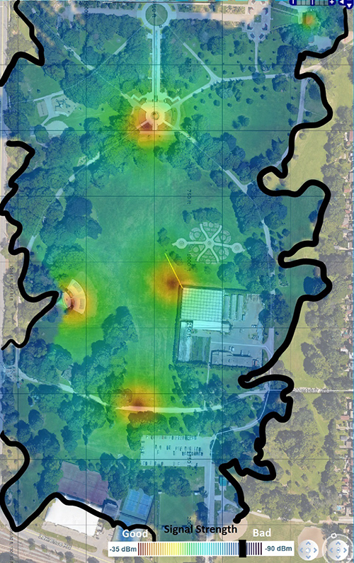 Map of wi-fi coverage for Gage Park