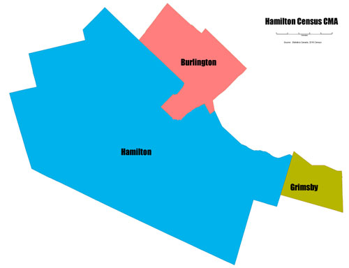 Map of Hamilton Census CMA