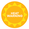 Heat warning icon - yellow and orange sun