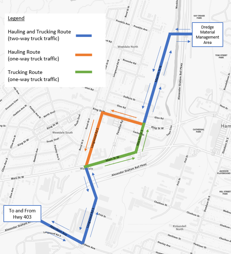 Map of Chedoke dredging truck routes