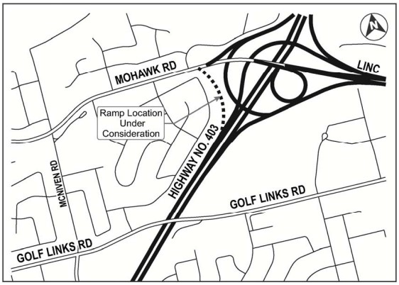 Study Area Map of Mohawk Road Ramp to Highway 403