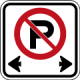 Example of No Parking sign with arrows pointing in both directions