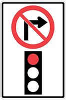No Right on Red Light Street Sign
