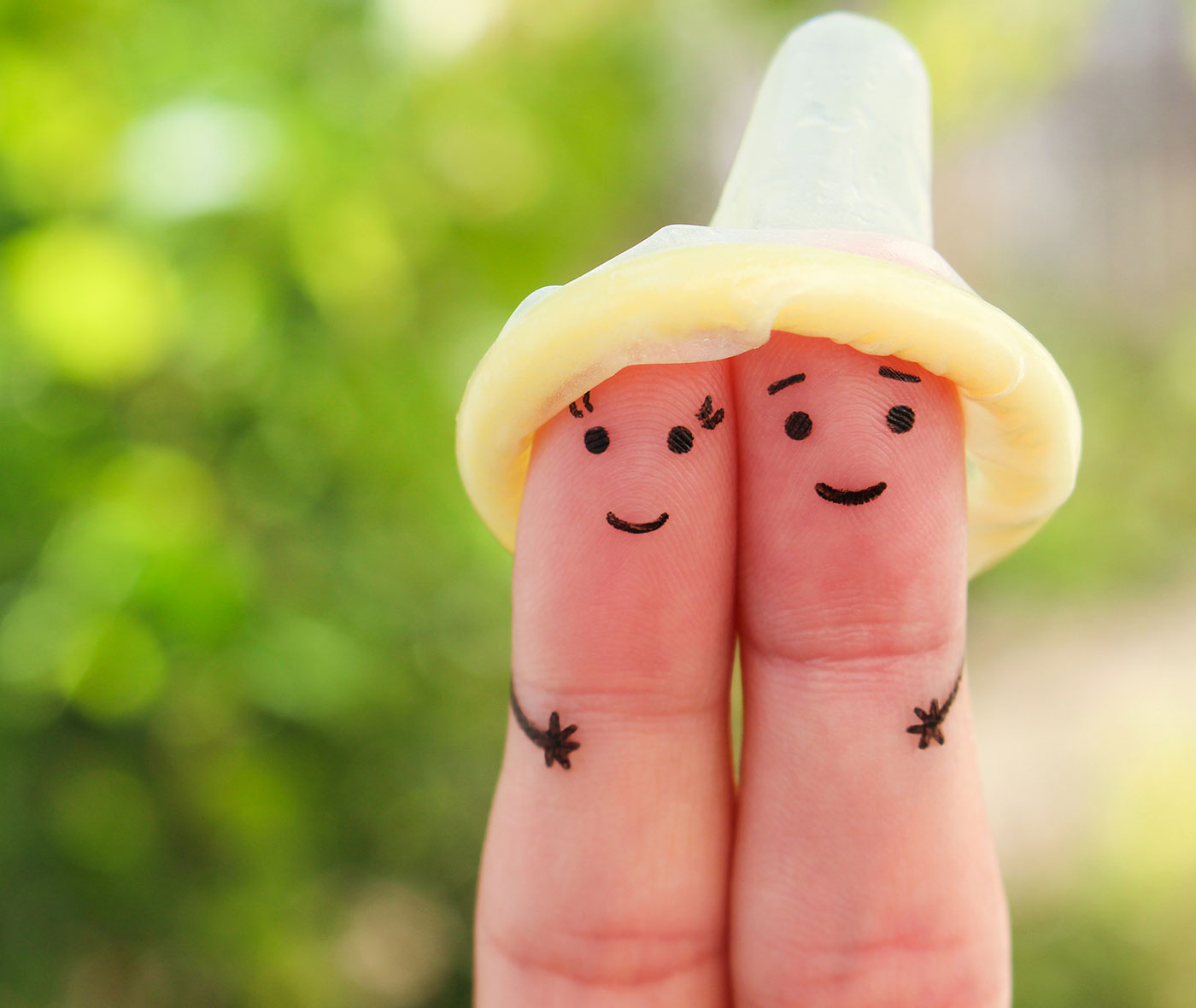 Finger art of Happy couple. Concept of safe sex.