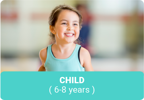 Smiling young girl running in a gymnasium