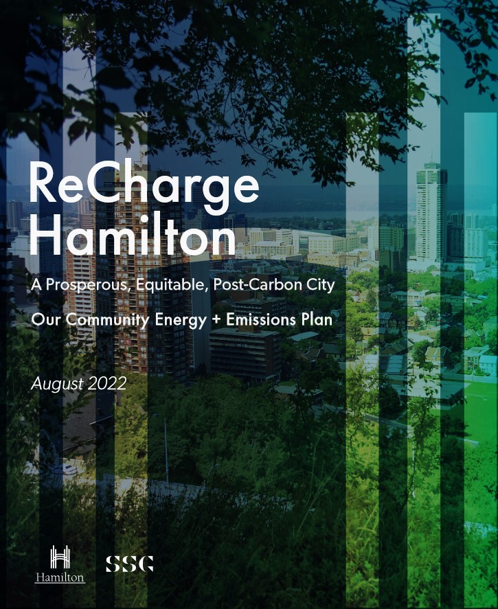 Cover of the ReCharge Hamilton - Community Energy + Emissions Plan