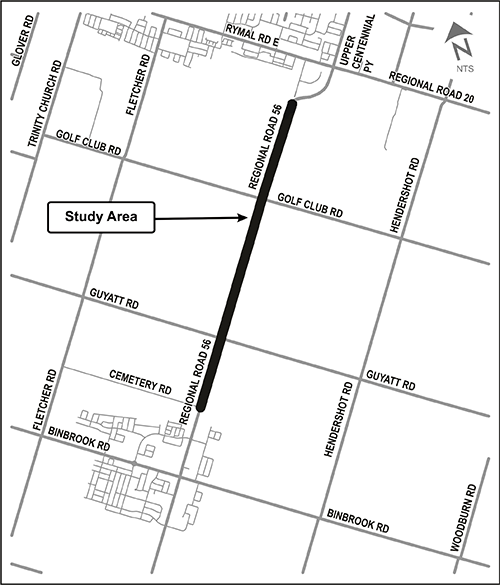 Study Area Map of Regional Road 56 EA