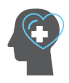 Icon of head with heart and medical symbol