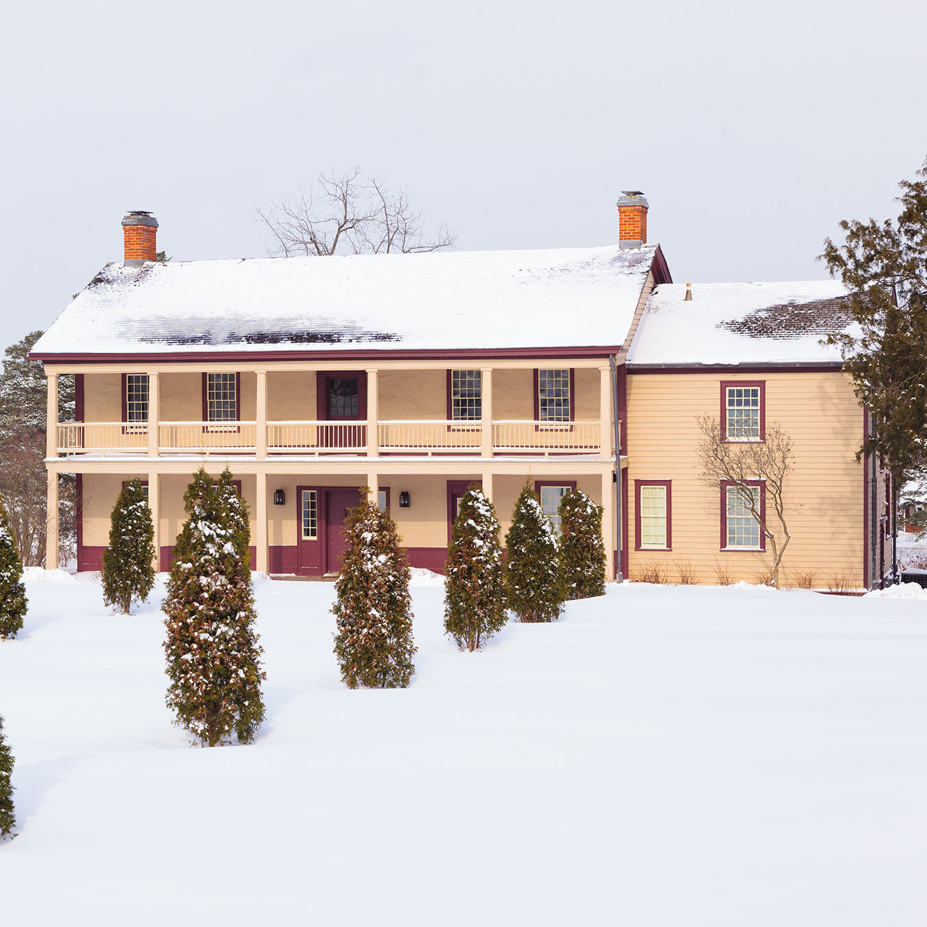 Battlefield museum exterior in winter