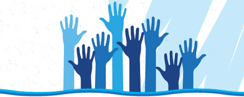 Illustration of raised hands