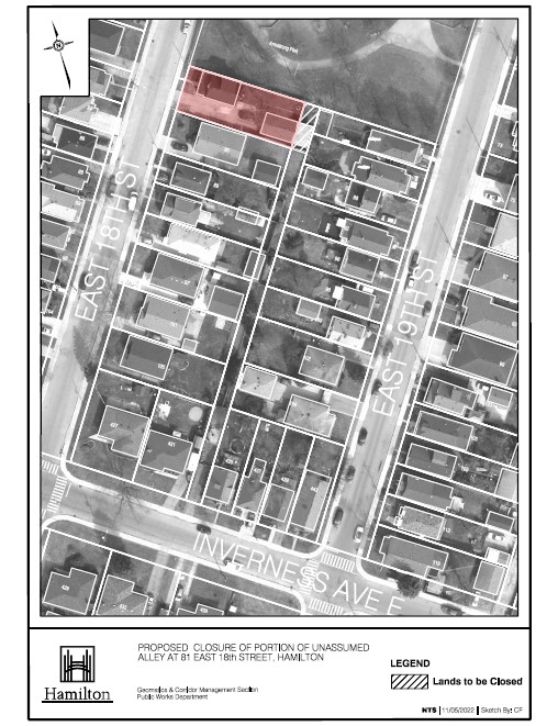 Aerial photo of proposed alley closure 81 East 18th street