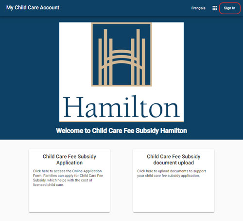 screenshot for steps 1&2 to create child care account