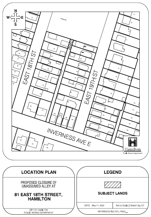 Drawing of proposed alley closure 81 East 18th street