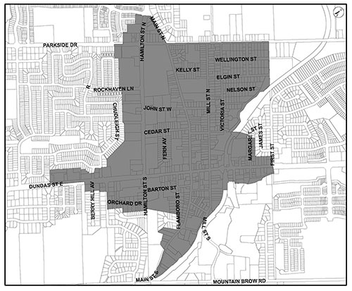 Map of Waterdown Community Node Study Area