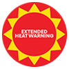 Extended Heat Warning icon - red and yellow sun