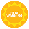 Heat warning icon - yellow and orange sun