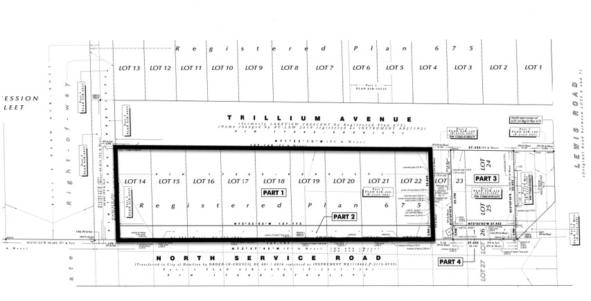 Zoomed in plan of 25-35 Trillium Ave, Hamilton