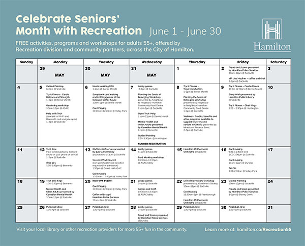 Seniors Month Calendar