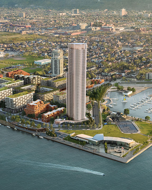 Pier 8 Block 16 Rendering showing 45 Storey Building