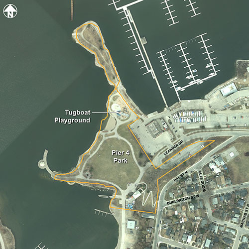 Aerial map of Pier 4 Park