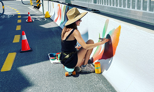 artist painting mural