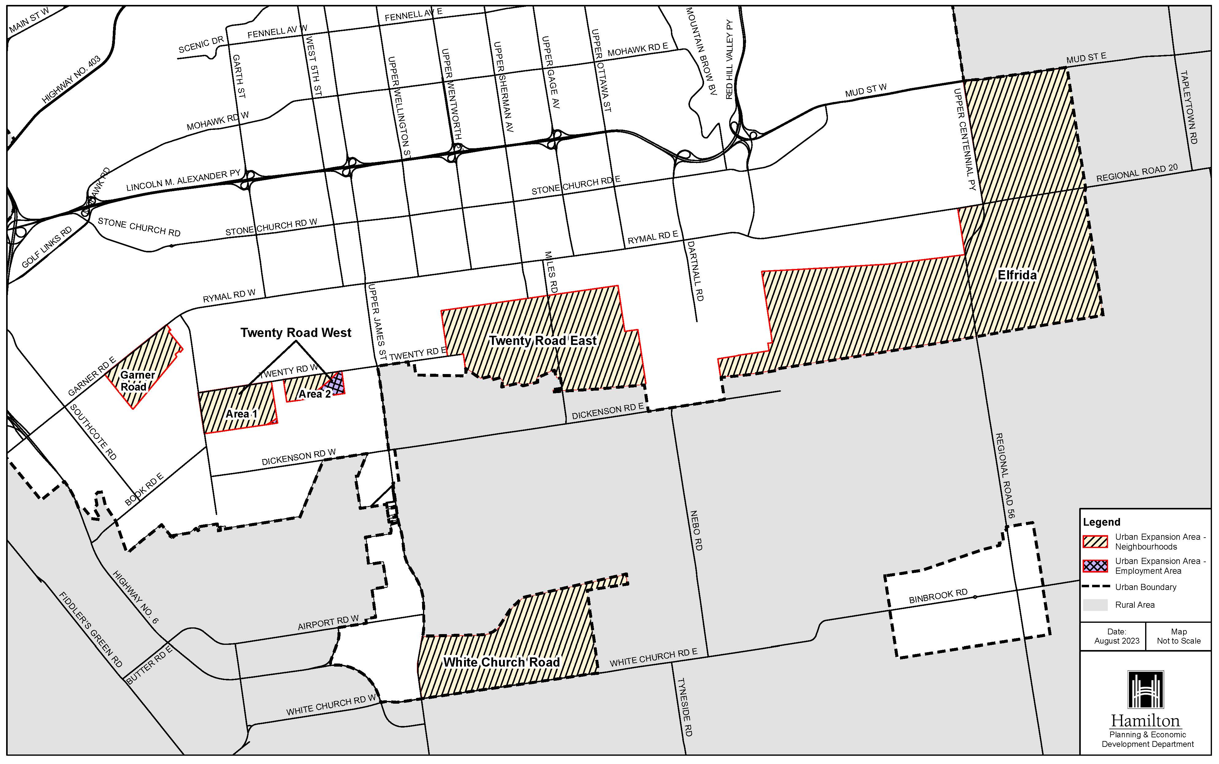Map of Urban Expansion Areas in Hamilton