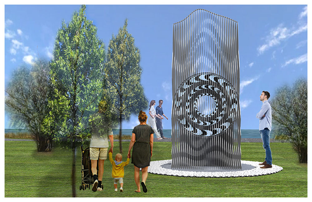 Rendering of public art piece "Empower" by Artist Lily Otasevic 