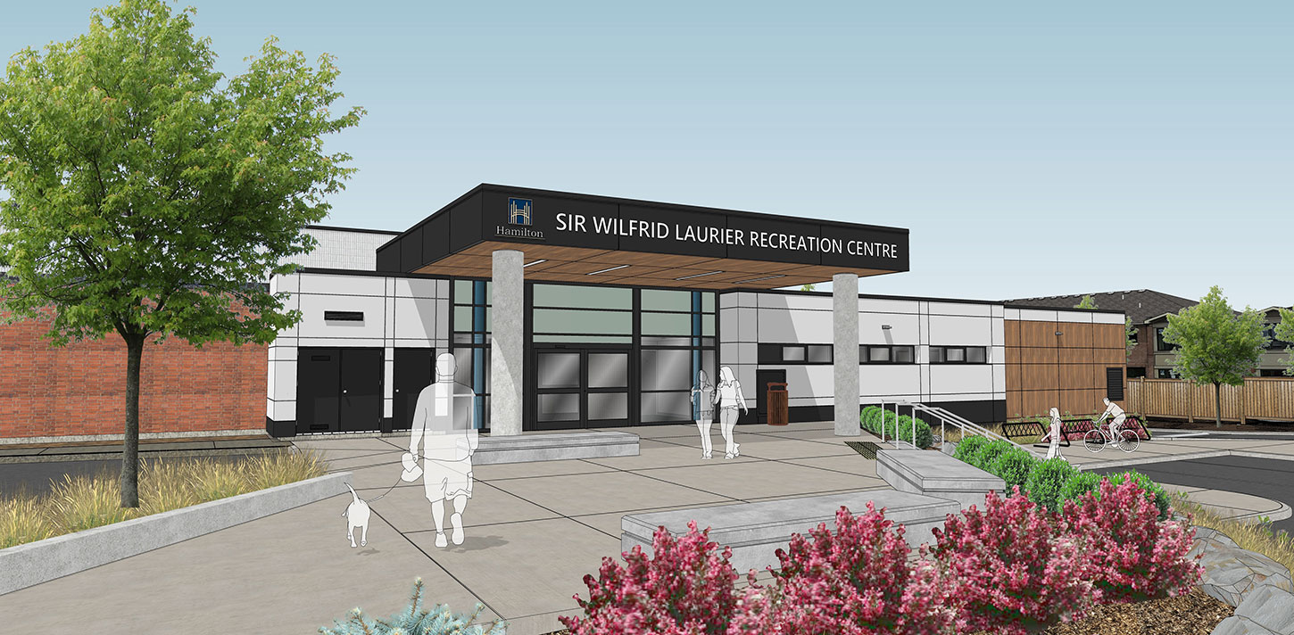 Sir Winston Churchill Recreation Centre Gym Expansion - rendering of entry way