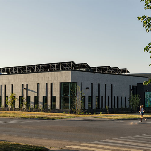 Valley Park Community Centre - upgraded exterior, solar panels and pedestrian -oriented plaza.