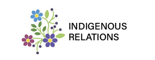 colourful flower design with text "Indigenous Relations"