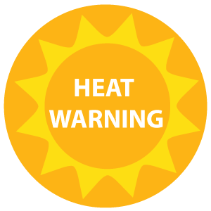 Yellow Sun Heat Warning graphic
