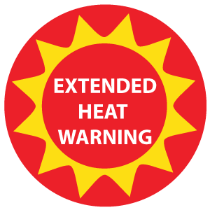 Red Sun Extended Heat Warning graphic